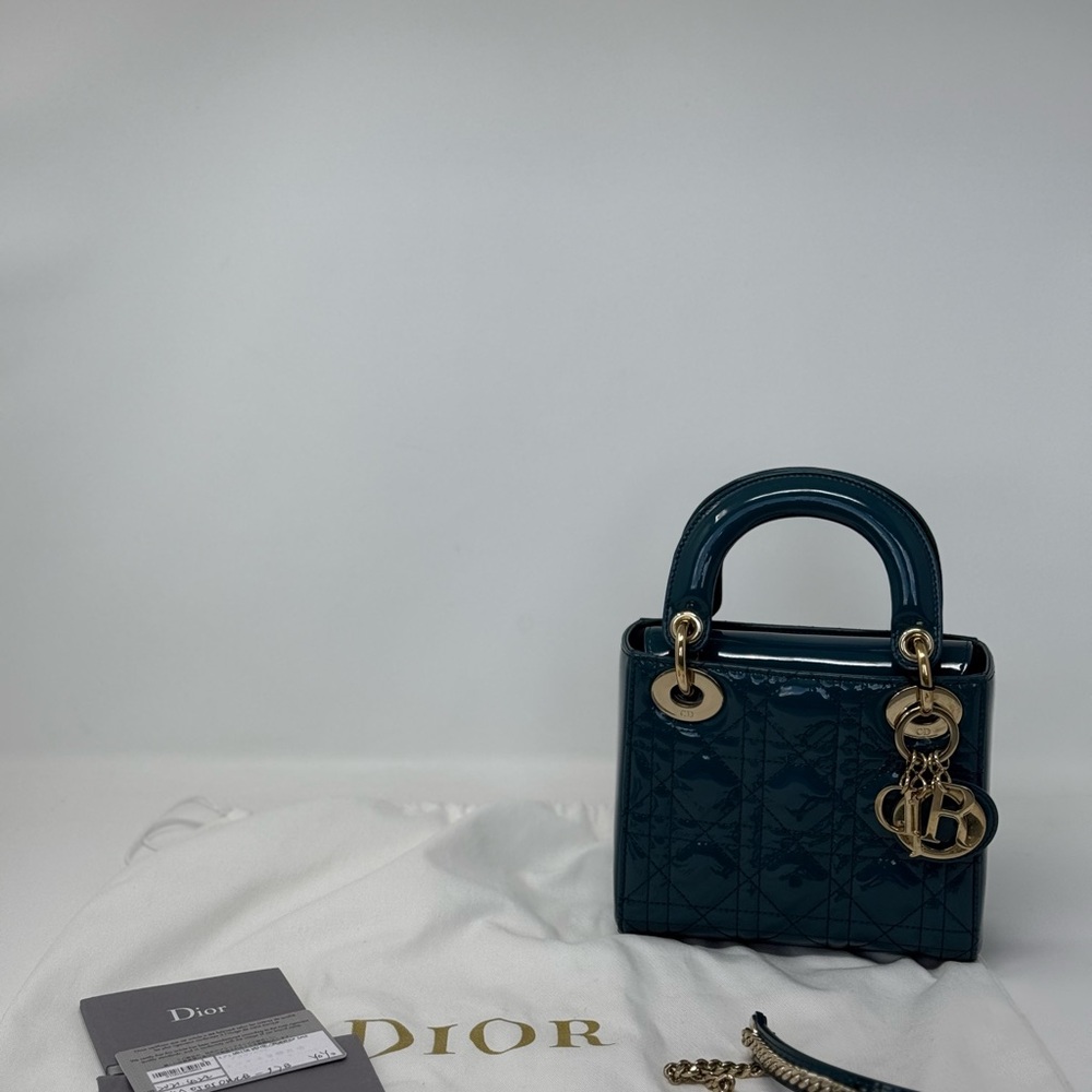 Dior Mini Bag in Teal with Gold Accents - Picture 2 of 16